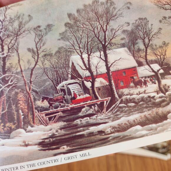 Vtg Currier and Ives Winter in the country scenes Christmas post cards set of 40 - Picture 4 of 9